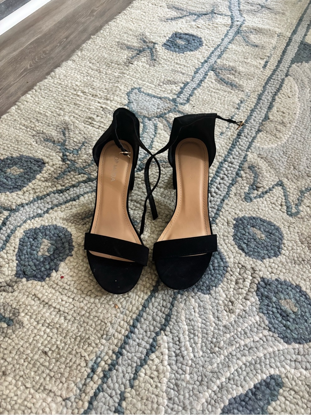 Black Women's Open-Toe Ankle Strap Heels